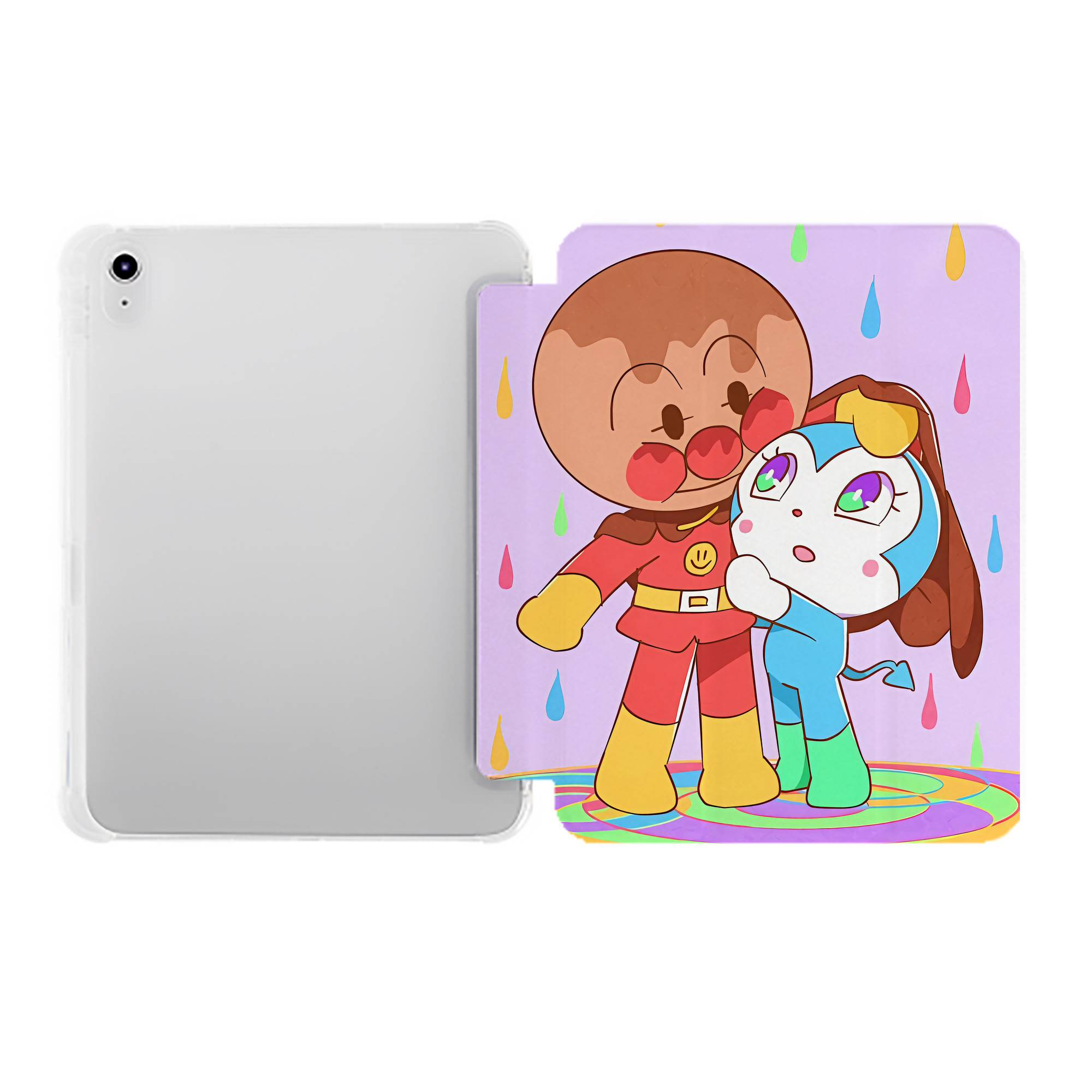 （画像用） アンパンマン Anpanman IPad ケース ペン収納付き 三つ折りスタンド PUレザー×シリコン 対応機種9.5/10.5/10.9インチ
